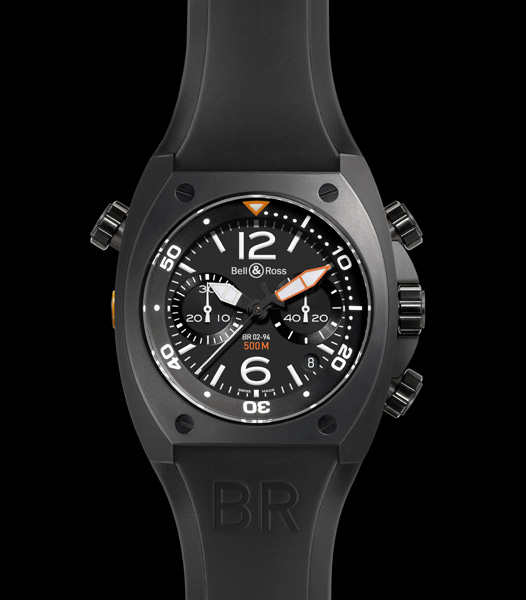 BELL & ROSS INSTRUMENT BR 02 CHRONOGRAPHE - 500 M  Ø 44 mm BELL & ROSS INSTRUMENT BR 02 CHRONOGRAPHE - 500 M  Ø 44 mm