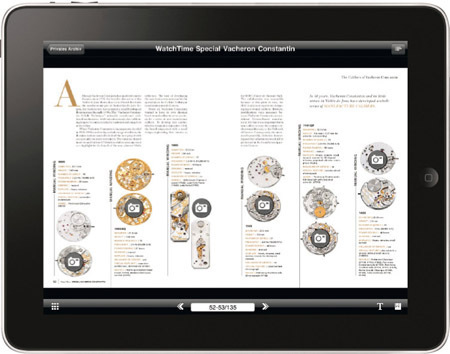 L'EDITION SPECIALE "VACHERON CONSTANTIN" DU MAGAZINE WATCHTIME DISPONIBLE SUR IPAD