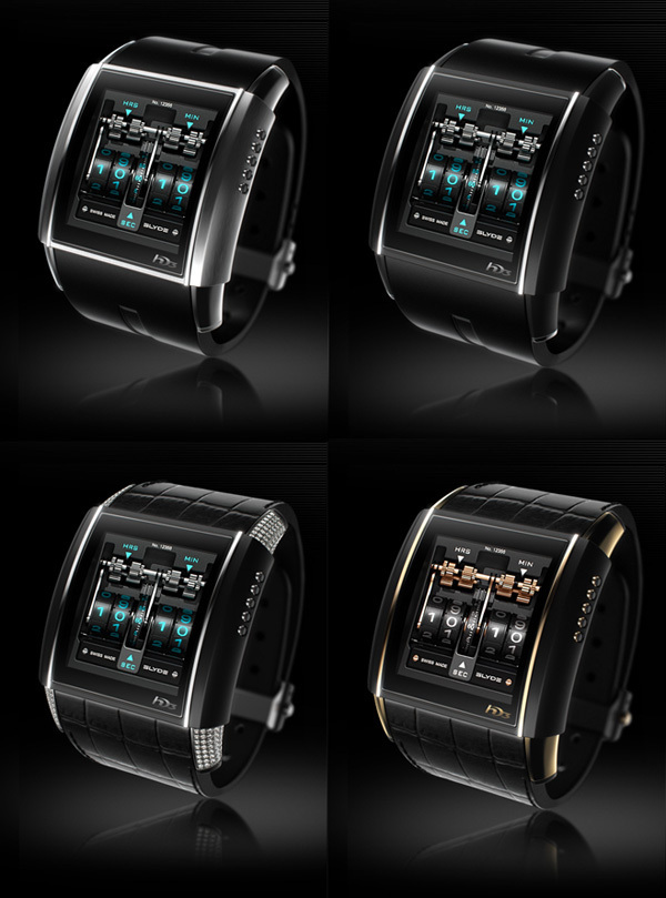 SLYDE version acier, Noir, Diamants et or. SLYDE version acier, Noir, Diamants et or.