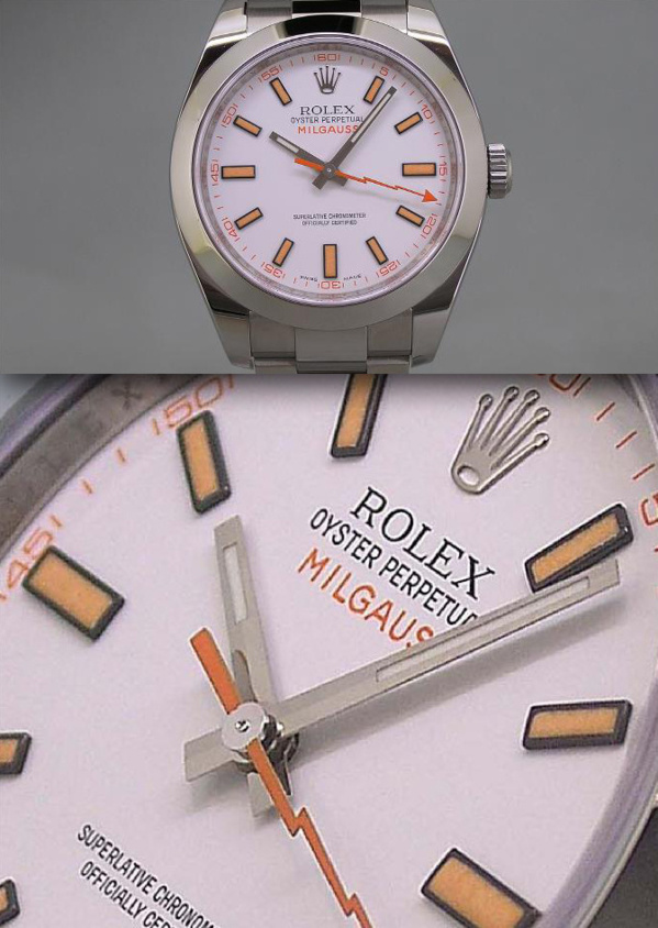 Modèle original Rolex Milgauss 116400 cadran blanc