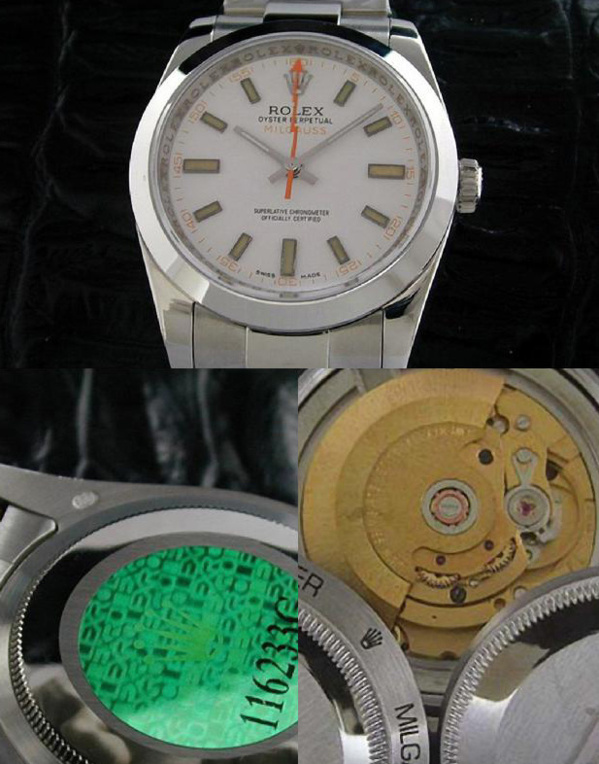 Fake Rolex Milgauss 116400 cadran blanc - Contrefaçon