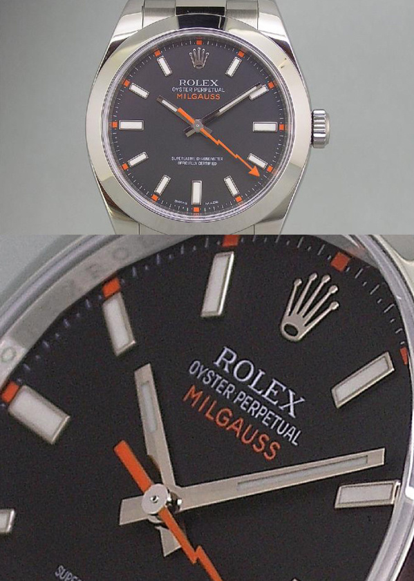 Modèle original Rolex Milgauss 116400 cadran noir