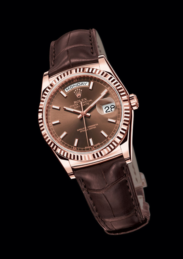 Rolex Day-Date Everose gold (EVEROSE) bracelet et cadran chocolat