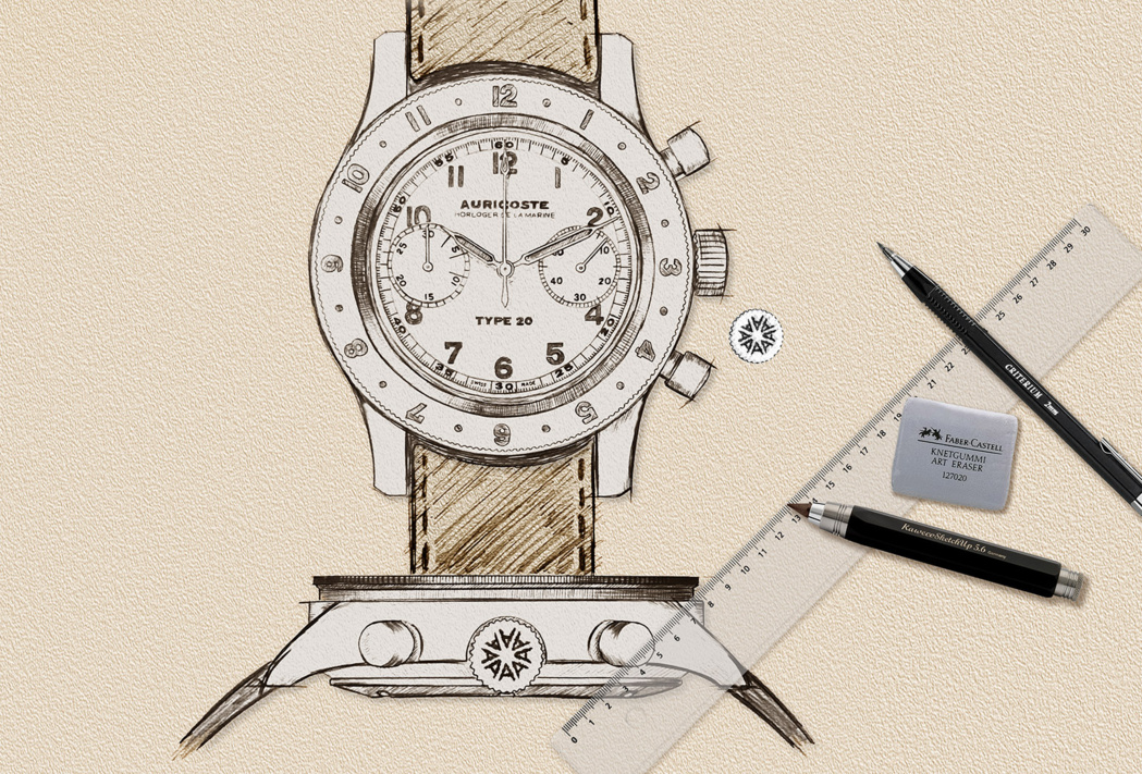 Premier croquis de la montre réalisé en 2019 Premier croquis de la montre réalisé en 2019