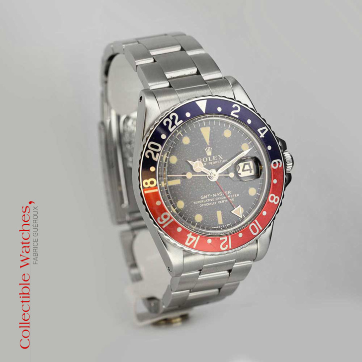 Rolex GMT-Master référence 1675 lunette pepsi et cadran laqué "Snow"