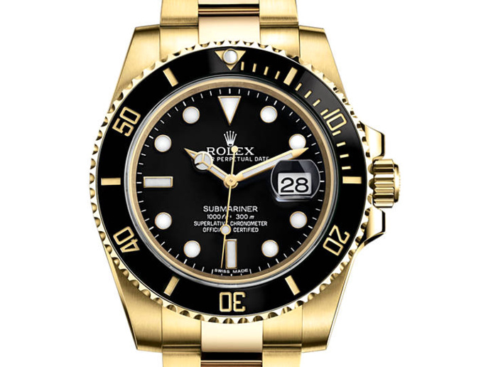 Prix du neuf Rolex 2015 Submariner 116618 LN Or Jaune Date