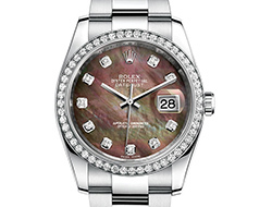 Prix du neuf Rolex 2015 Datejust (36mm) or gris / acier serti cadran nacre