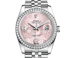 Prix du neuf Rolex 2015 Datejust (36mm) or gris / acier serti cadran rose