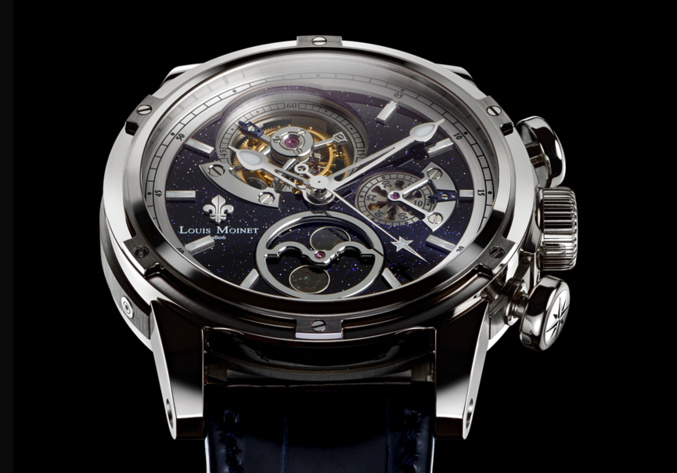 ​Le Chronographe à phase de lune régulé par un tourbillon : L’AstroMoon de Louis Moinet