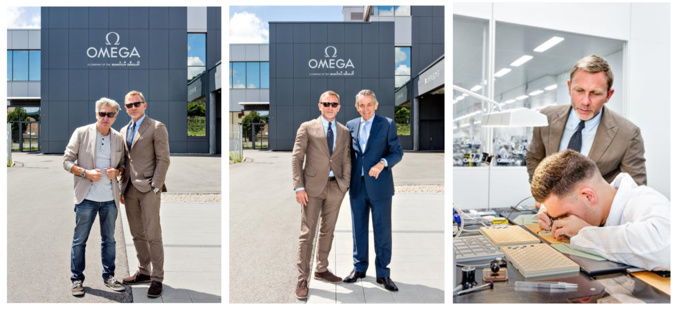 Daniel Craig en visite à la manufacture OMEGA de Villeret, en Suisse