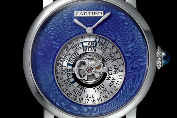 Rotonde de Cartier : Astrocalendaire, tourbillon, quantième perpétuel à affichage circulaire Calibre 9459 MC certifié poiçon de Genève Rotonde de Cartier : Astrocalendaire, tourbillon, quantième perpétuel à affichage circulaire Calibre 9459 MC certifié poiçon de Genève