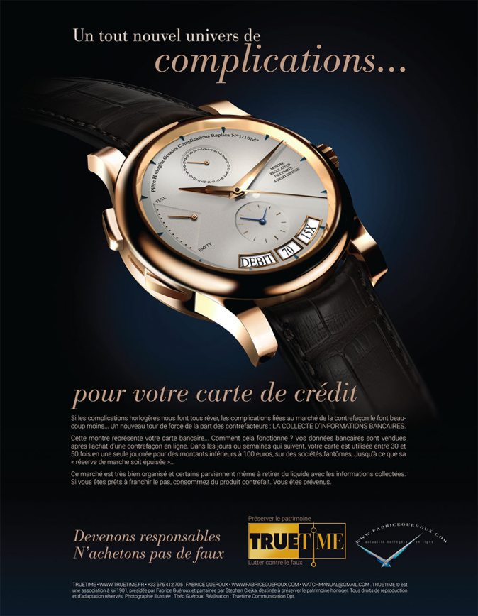 Campagne anti-contrefaçon TrueTime - la presse Suisse en tête d'affiche