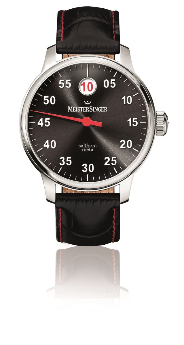 Salthora Meta de MeisterSinger : Une mono-aiguille à heure sautante version sport Salthora Meta de MeisterSinger : Une mono-aiguille à heure sautante version sport