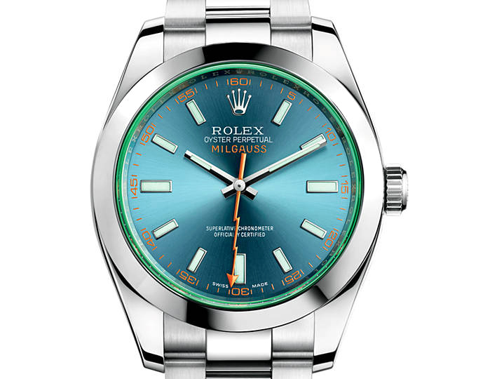 Prix du neuf Rolex 2015 Milgauss verre teinté cadran bleu