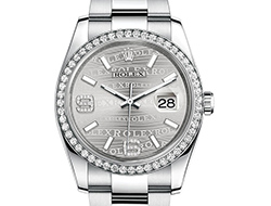 Prix du neuf Rolex 2015 Datejust (36mm) or gris / acier serti cadran logo