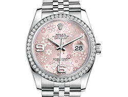 Prix du neuf Rolex 2015 Datejust (36mm) or gris / acier serti cadran rose