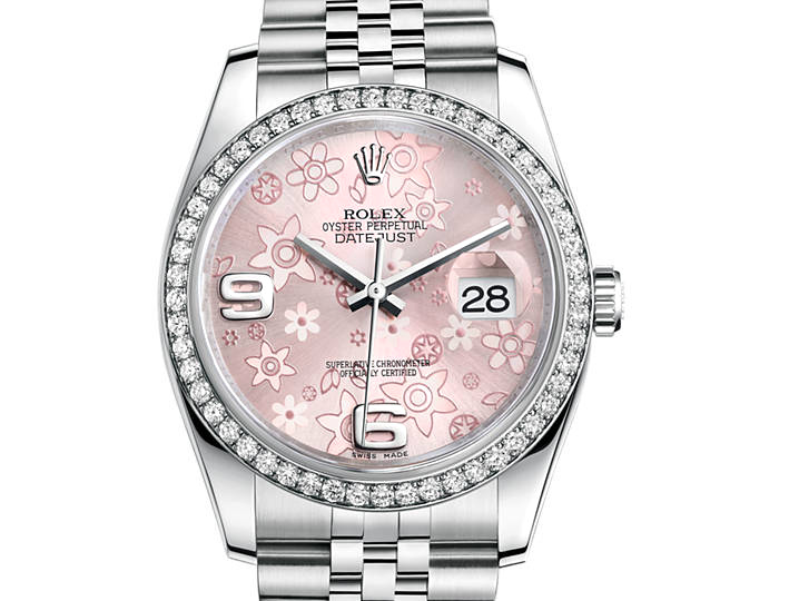 Prix du neuf Rolex 2015 Datejust (36mm) or gris / acier serti cadran rose