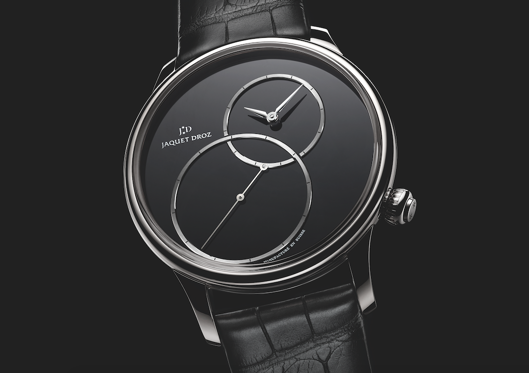 Grande seconde décentrée, l’essence du noir par Jaquet Droz.