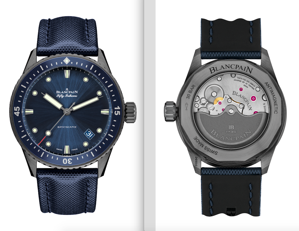 La Fifty Fathoms Bathyscaphe de Blancpain s’habille de céramique plasma grise. La Fifty Fathoms Bathyscaphe de Blancpain s’habille de céramique plasma grise.