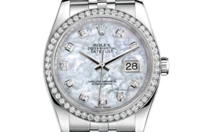 Prix du neuf Rolex 2015 Datejust (36mm) or gris / acier serti Prix du neuf Rolex 2015 Datejust (36mm) or gris / acier serti