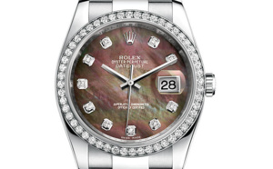 Prix du neuf Rolex 2015 Datejust (36mm) or gris / acier serti cadran nacre Prix du neuf Rolex 2015 Datejust (36mm) or gris / acier serti cadran nacre