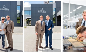 Daniel Craig en visite à la manufacture OMEGA de Villeret, en Suisse