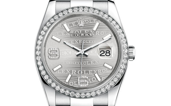 Prix du neuf Rolex 2015 Datejust (36mm) or gris / acier serti cadran logo